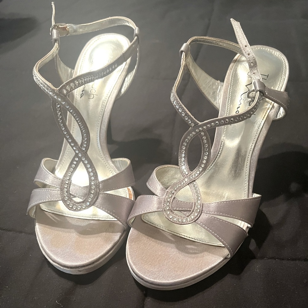 Silver fancy heels
